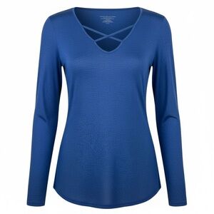 SO Women's Navy Crisscross Long Sleeve Tee